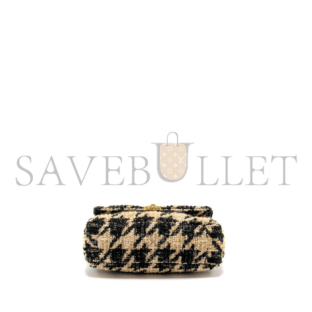 Ch*el 19 flap bag tweed beige black multicolour hardware as1160 (26*16*9cm)